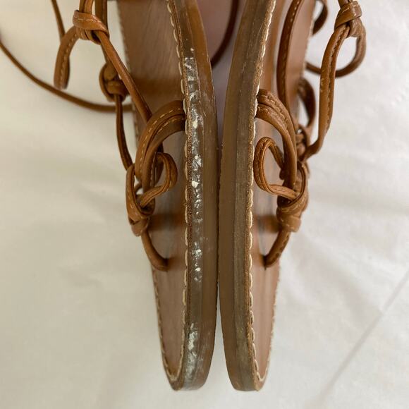 Madewell Boardwalk Lace-Up Leather Sandals Size 7.5 English Saddle - Picture 14 of 15